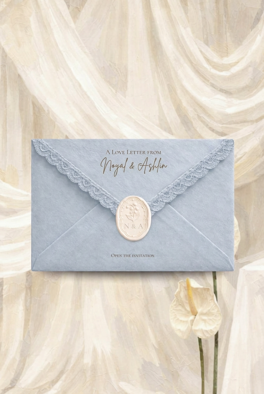 Wedding invitation envelope from Noyal and Ashlin